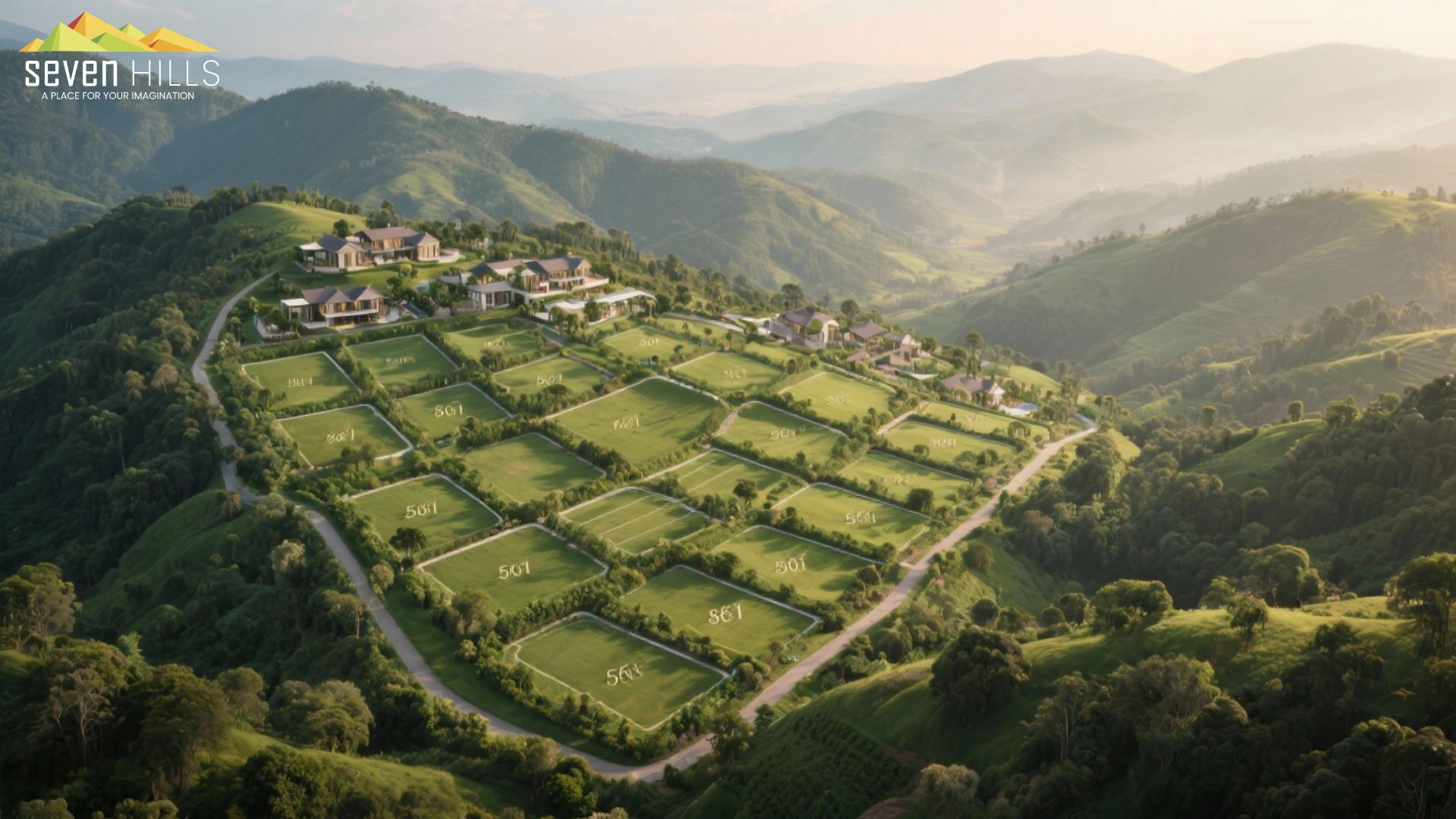 Premium Farmhouse Plots Near Pune at Seven Hills, Wai surrounded by scenic hills and planned green landscapes offering peaceful nature living